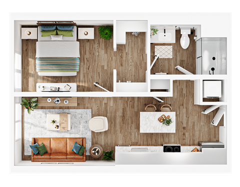 Floor plan for 1 bed, 1 bath, 550 sqft
